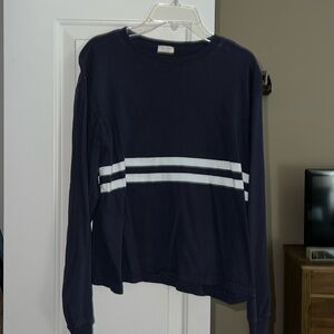 Navy and white striped sweater